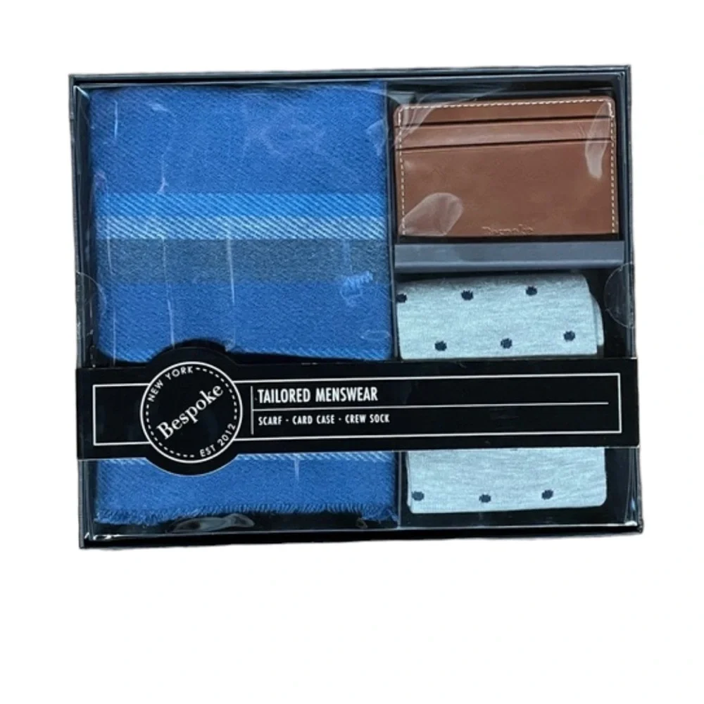 Bespoke Lifestyle Dapper Gift Box Set: Scarf, Credit Cards Case & Socks NEW!